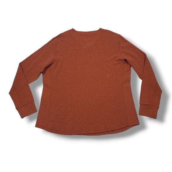 Duluth Trading Co Waffle Top Mens XL Orange V Neck Long Sleeve - Picture 4 of 5